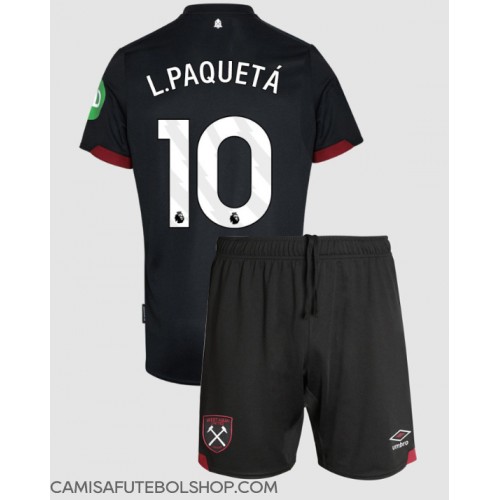 Camisa de time de futebol West Ham United Lucas Paqueta #10 Replicas 2º Equipamento Infantil 2024-25 Manga Curta (+ Calças curtas)